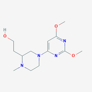 molecular formula C13H22N4O3 B3816943 2-[4-(2,6-dimethoxy-4-pyrimidinyl)-1-methyl-2-piperazinyl]ethanol 