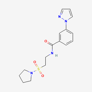molecular formula C16H20N4O3S B3816962 3-(1H-pyrazol-1-yl)-N-[2-(pyrrolidin-1-ylsulfonyl)ethyl]benzamide 