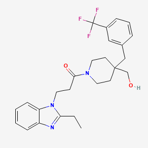 molecular formula C26H30F3N3O2 B3817028 {1-[3-(2-ethyl-1H-benzimidazol-1-yl)propanoyl]-4-[3-(trifluoromethyl)benzyl]-4-piperidinyl}methanol 