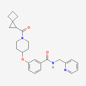 molecular formula C25H29N3O3 B3817034 N-(2-pyridinylmethyl)-3-{[1-(spiro[2.3]hex-1-ylcarbonyl)-4-piperidinyl]oxy}benzamide 
