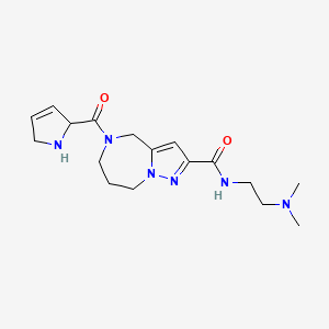 molecular formula C17H26N6O2 B3817054 5-(2,5-dihydro-1H-pyrrol-2-ylcarbonyl)-N-[2-(dimethylamino)ethyl]-5,6,7,8-tetrahydro-4H-pyrazolo[1,5-a][1,4]diazepine-2-carboxamide dihydrochloride 