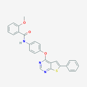 molecular formula C26H19N3O3S B381707 2-methoxy-N-{4-[(6-phenylthieno[2,3-d]pyrimidin-4-yl)oxy]phenyl}benzamide 