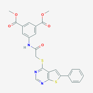 molecular formula C24H19N3O5S2 B381708 Dimethyl 5-({[(6-phenylthieno[2,3-d]pyrimidin-4-yl)sulfanyl]acetyl}amino)isophthalate 