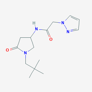 molecular formula C14H22N4O2 B3817084 N-[1-(2,2-dimethylpropyl)-5-oxo-3-pyrrolidinyl]-2-(1H-pyrazol-1-yl)acetamide 