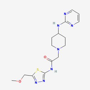molecular formula C15H21N7O2S B3817105 N-[5-(methoxymethyl)-1,3,4-thiadiazol-2-yl]-2-[4-(pyrimidin-2-ylamino)piperidin-1-yl]acetamide 