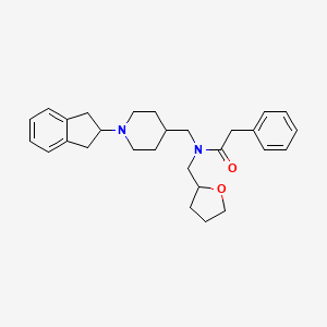 molecular formula C28H36N2O2 B3817119 N-{[1-(2,3-dihydro-1H-inden-2-yl)-4-piperidinyl]methyl}-2-phenyl-N-(tetrahydro-2-furanylmethyl)acetamide 