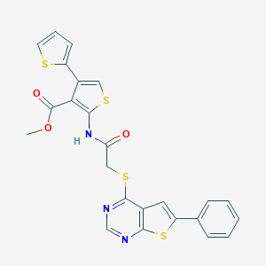 molecular formula C24H17N3O3S4 B381712 Methyl 2-({[(6-phenylthieno[2,3-d]pyrimidin-4-yl)sulfanyl]acetyl}amino)-4,2'-bithiophene-3-carboxylate 