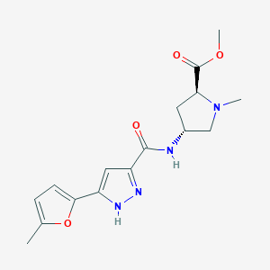 molecular formula C16H20N4O4 B3817126 methyl (2S,4R)-1-methyl-4-({[3-(5-methyl-2-furyl)-1H-pyrazol-5-yl]carbonyl}amino)pyrrolidine-2-carboxylate 
