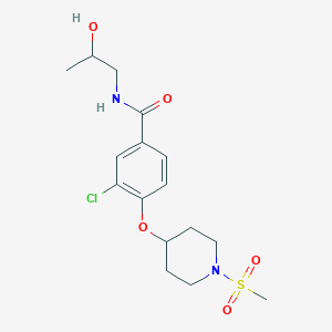 molecular formula C16H23ClN2O5S B3817142 3-chloro-N-(2-hydroxypropyl)-4-{[1-(methylsulfonyl)-4-piperidinyl]oxy}benzamide 