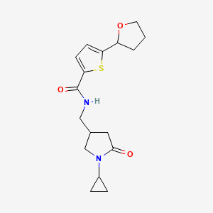 molecular formula C17H22N2O3S B3817223 N-[(1-cyclopropyl-5-oxo-3-pyrrolidinyl)methyl]-5-(tetrahydro-2-furanyl)-2-thiophenecarboxamide 