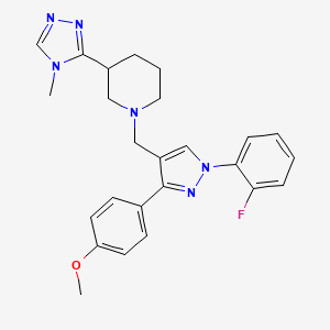 molecular formula C25H27FN6O B3817246 1-{[1-(2-fluorophenyl)-3-(4-methoxyphenyl)-1H-pyrazol-4-yl]methyl}-3-(4-methyl-4H-1,2,4-triazol-3-yl)piperidine 