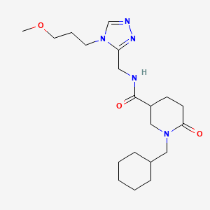 molecular formula C20H33N5O3 B3817251 1-(cyclohexylmethyl)-N-{[4-(3-methoxypropyl)-4H-1,2,4-triazol-3-yl]methyl}-6-oxo-3-piperidinecarboxamide 