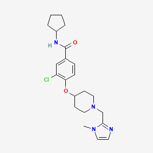 molecular formula C22H29ClN4O2 B3817275 3-chloro-N-cyclopentyl-4-({1-[(1-methyl-1H-imidazol-2-yl)methyl]-4-piperidinyl}oxy)benzamide 