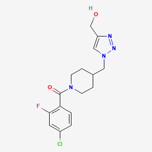 molecular formula C16H18ClFN4O2 B3817280 (1-{[1-(4-chloro-2-fluorobenzoyl)-4-piperidinyl]methyl}-1H-1,2,3-triazol-4-yl)methanol 