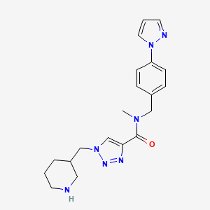 molecular formula C20H25N7O B3817291 N-methyl-1-(piperidin-3-ylmethyl)-N-[4-(1H-pyrazol-1-yl)benzyl]-1H-1,2,3-triazole-4-carboxamide 