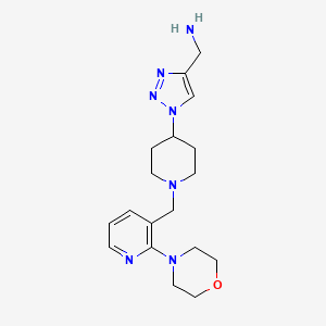 molecular formula C18H27N7O B3817300 {[1-(1-{[2-(4-morpholinyl)-3-pyridinyl]methyl}-4-piperidinyl)-1H-1,2,3-triazol-4-yl]methyl}amine trifluoroacetate 