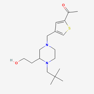 molecular formula C18H30N2O2S B3817310 1-(4-{[4-(2,2-dimethylpropyl)-3-(2-hydroxyethyl)-1-piperazinyl]methyl}-2-thienyl)ethanone 