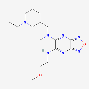 molecular formula C16H27N7O2 B3817327 N-[(1-ethyl-3-piperidinyl)methyl]-N'-(2-methoxyethyl)-N-methyl[1,2,5]oxadiazolo[3,4-b]pyrazine-5,6-diamine 