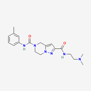 molecular formula C19H26N6O2 B3817338 N~2~-[2-(dimethylamino)ethyl]-N~5~-(3-methylphenyl)-6,7-dihydropyrazolo[1,5-a]pyrazine-2,5(4H)-dicarboxamide 