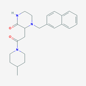 molecular formula C23H29N3O2 B3817350 3-[2-(4-methyl-1-piperidinyl)-2-oxoethyl]-4-(2-naphthylmethyl)-2-piperazinone 