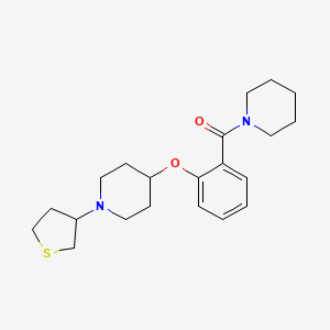 molecular formula C21H30N2O2S B3817357 4-[2-(1-piperidinylcarbonyl)phenoxy]-1-(tetrahydro-3-thienyl)piperidine 