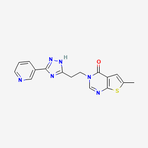 molecular formula C16H14N6OS B3817387 6-methyl-3-[2-(3-pyridin-3-yl-1H-1,2,4-triazol-5-yl)ethyl]thieno[2,3-d]pyrimidin-4(3H)-one 