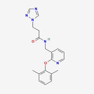 molecular formula C19H21N5O2 B3817390 N-{[2-(2,6-dimethylphenoxy)-3-pyridinyl]methyl}-3-(1H-1,2,4-triazol-1-yl)propanamide 