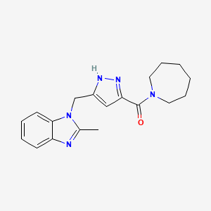 molecular formula C19H23N5O B3817398 1-{[3-(1-azepanylcarbonyl)-1H-pyrazol-5-yl]methyl}-2-methyl-1H-benzimidazole 