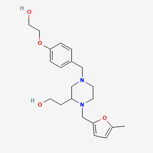 molecular formula C21H30N2O4 B3817430 2-{4-[4-(2-hydroxyethoxy)benzyl]-1-[(5-methyl-2-furyl)methyl]-2-piperazinyl}ethanol 