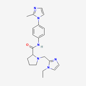molecular formula C21H26N6O B3817447 1-[(1-ethyl-1H-imidazol-2-yl)methyl]-N-[4-(2-methyl-1H-imidazol-1-yl)phenyl]prolinamide 
