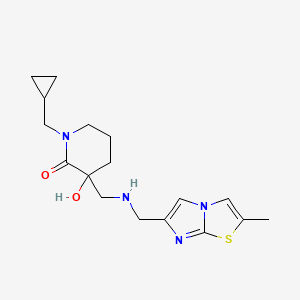 molecular formula C17H24N4O2S B3817455 1-(cyclopropylmethyl)-3-hydroxy-3-({[(2-methylimidazo[2,1-b][1,3]thiazol-6-yl)methyl]amino}methyl)-2-piperidinone 