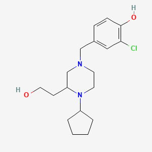 molecular formula C18H27ClN2O2 B3817470 2-chloro-4-{[4-cyclopentyl-3-(2-hydroxyethyl)-1-piperazinyl]methyl}phenol 