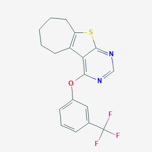 molecular formula C18H15F3N2OS B381749 6,7,8,9-tetrahydro-5H-cyclohepta[4,5]thieno[2,3-d]pyrimidin-4-yl 3-(trifluoromethyl)phenyl ether 