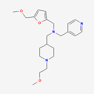 molecular formula C22H33N3O3 B3817510 1-[1-(2-methoxyethyl)-4-piperidinyl]-N-{[5-(methoxymethyl)-2-furyl]methyl}-N-(4-pyridinylmethyl)methanamine 