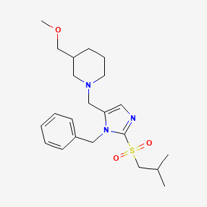 molecular formula C22H33N3O3S B3817521 1-{[1-benzyl-2-(isobutylsulfonyl)-1H-imidazol-5-yl]methyl}-3-(methoxymethyl)piperidine 