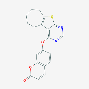 molecular formula C20H16N2O3S B381753 7-(6,7,8,9-tetrahydro-5H-cyclohepta[4,5]thieno[2,3-d]pyrimidin-4-yloxy)-2H-chromen-2-one 