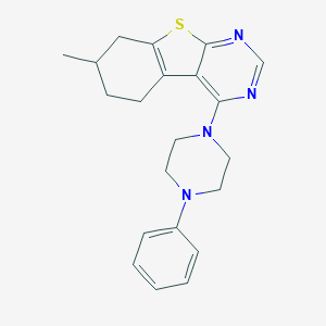 molecular formula C21H24N4S B381754 7-Methyl-4-(4-phenylpiperazin-1-yl)-5,6,7,8-tetrahydro[1]benzothieno[2,3-d]pyrimidine 