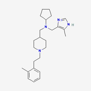 molecular formula C25H38N4 B3817546 N-[(4-methyl-1H-imidazol-5-yl)methyl]-N-({1-[2-(2-methylphenyl)ethyl]-4-piperidinyl}methyl)cyclopentanamine 