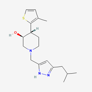 molecular formula C18H27N3OS B3817549 (3S*,4R*)-1-[(5-isobutyl-1H-pyrazol-3-yl)methyl]-4-(3-methyl-2-thienyl)piperidin-3-ol 