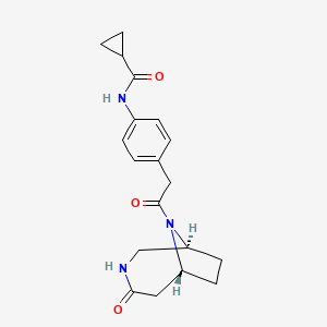 molecular formula C19H23N3O3 B3817570 N-(4-{2-oxo-2-[(1S*,6R*)-4-oxo-3,9-diazabicyclo[4.2.1]non-9-yl]ethyl}phenyl)cyclopropanecarboxamide 
