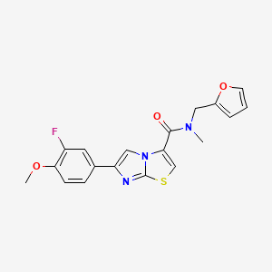 molecular formula C19H16FN3O3S B3817589 6-(3-fluoro-4-methoxyphenyl)-N-(2-furylmethyl)-N-methylimidazo[2,1-b][1,3]thiazole-3-carboxamide 