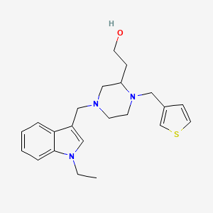 molecular formula C22H29N3OS B3817665 2-[4-[(1-ethyl-1H-indol-3-yl)methyl]-1-(3-thienylmethyl)-2-piperazinyl]ethanol 