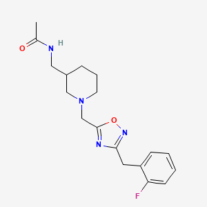 molecular formula C18H23FN4O2 B3817672 N-[(1-{[3-(2-fluorobenzyl)-1,2,4-oxadiazol-5-yl]methyl}-3-piperidinyl)methyl]acetamide 