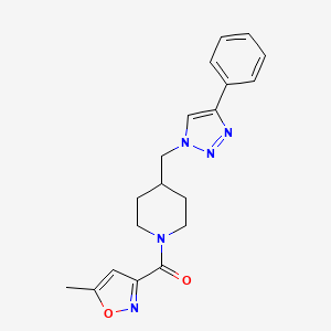 molecular formula C19H21N5O2 B3817674 1-[(5-methyl-3-isoxazolyl)carbonyl]-4-[(4-phenyl-1H-1,2,3-triazol-1-yl)methyl]piperidine 