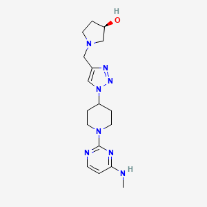 molecular formula C17H26N8O B3817680 (3R)-1-[(1-{1-[4-(methylamino)-2-pyrimidinyl]-4-piperidinyl}-1H-1,2,3-triazol-4-yl)methyl]-3-pyrrolidinol bis(trifluoroacetate) (salt) 