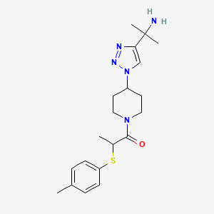 molecular formula C20H29N5OS B3817685 {1-methyl-1-[1-(1-{2-[(4-methylphenyl)thio]propanoyl}-4-piperidinyl)-1H-1,2,3-triazol-4-yl]ethyl}amine trifluoroacetate 