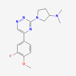 molecular formula C16H20FN5O B3817700 1-[5-(3-fluoro-4-methoxyphenyl)-1,2,4-triazin-3-yl]-N,N-dimethyl-3-pyrrolidinamine 