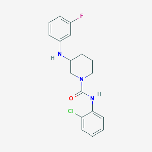 molecular formula C18H19ClFN3O B3817761 N-(2-chlorophenyl)-3-[(3-fluorophenyl)amino]-1-piperidinecarboxamide 