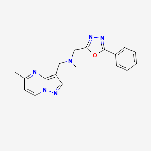 molecular formula C19H20N6O B3817828 1-(5,7-dimethylpyrazolo[1,5-a]pyrimidin-3-yl)-N-methyl-N-[(5-phenyl-1,3,4-oxadiazol-2-yl)methyl]methanamine 