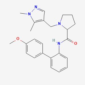molecular formula C24H28N4O2 B3817852 1-[(1,5-dimethyl-1H-pyrazol-4-yl)methyl]-N-(4'-methoxy-2-biphenylyl)prolinamide 
